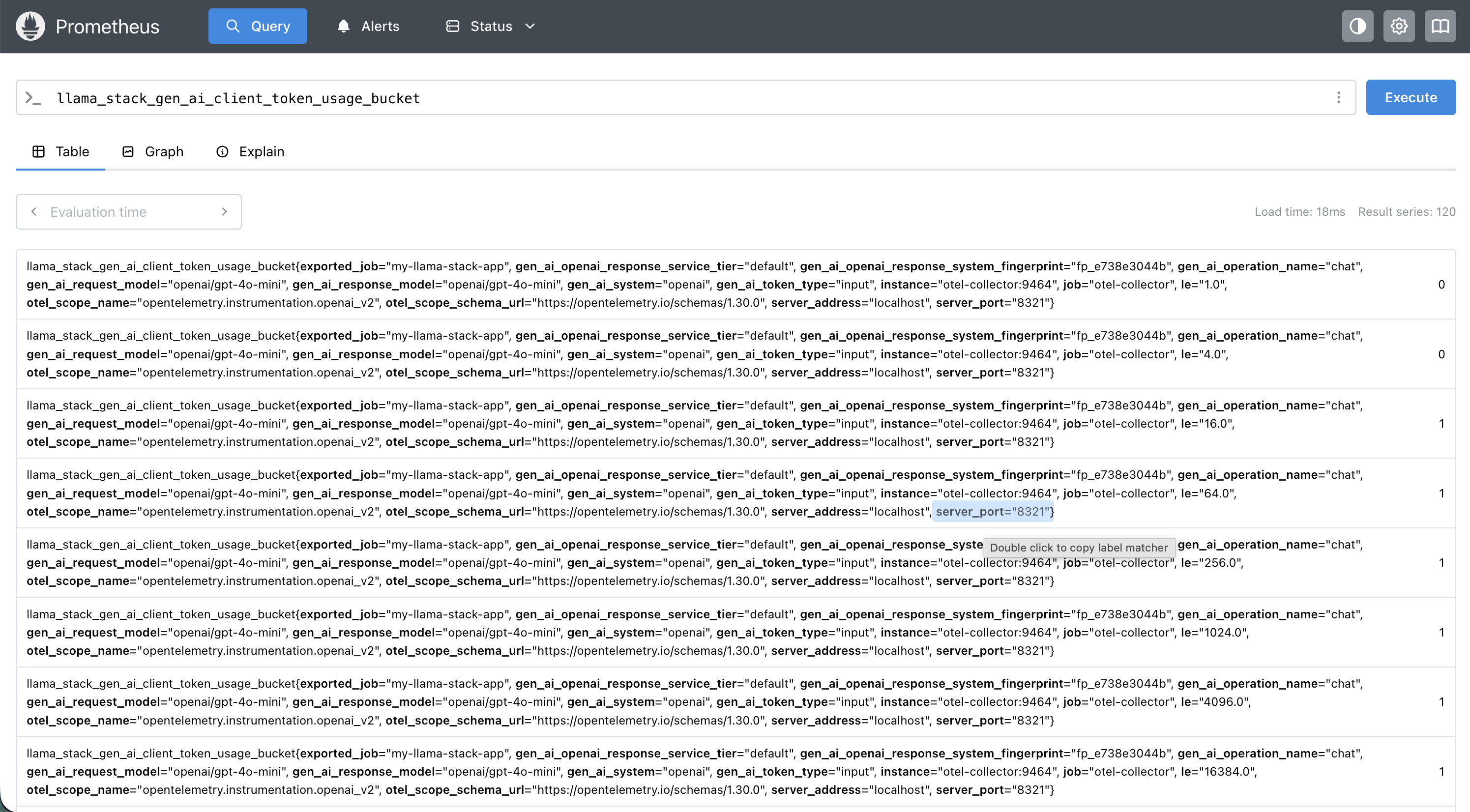 Prometheus metrics for Llama Stack